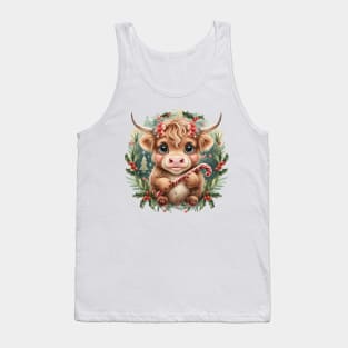 Curly Baby cow illustration Tank Top